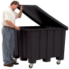 Rotational Molding Plastic Gaylord Pallet Container w/Lid, Casters 02-307220 - 50x50x36-1/2, Natural