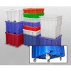 MODRoto Bulk Container With Lid P291-B-5C - 44x44x32-1/2 Dumping Bracket and 5" Caster, Royal Blue