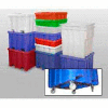 MODRoto Bulk Container With Lid P333-B-5C - 44x44x44 Dumping Bracket and 5" Casters, Royal Blue