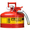 Justrite&#174; Type II Safety Can - 2-1/2 Gallon with 1&quot; Hose, 7225130