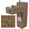 Concrete Dual Outdoor Pedestal Drinking Fountain, ADA, Tan River Rock