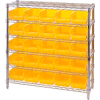 Global Industrial Chrome Wire Shelving with 25 4"H Plastic Shelf Bins Yellow, 36x14x36