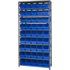 Quantum 1875-204 Steel Shelving With 45 6"H Shelf Bins Blue, 36x18x75-10 Shelves