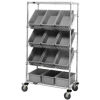 Global Industrial&#153; Easy Access Slant Shelf Chrome Wire Cart 12 8&quot; Grid Containers GRY 36x18x63