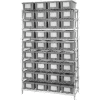 Global Industrial Chrome Wire Shelving With 36 6"H Nest & Stack Shipping Totes Gray, 48x18x74