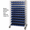 Global Industrial™ Chrome Wire Shelving with 140 4"H Plastic Shelf Bins Blue, 24x72x74