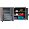 Strong Hold Cabinet Workbench W/Hidden Drawer Storage 72" W X 36" D X 28" H