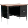 Sandusky Steel Desk with Center Drawer - Single Right Pedestal - 45" x 24" - Black/Walnut Top