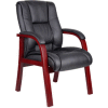 Boss Reception Guest Chair with Arms - Mid Back - Mahogany