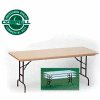 Correll Adjustable Height Folding Table - Blow Molded - 30" x 60" Mocha Granite