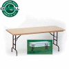 Correll Adjustable Height Folding Table - Blow Molded - 30" x 72" Mocha Granite