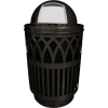 Covington Series 40 Gallon Steel Receptacle w/ Dome Top & Plastic Base - Black - COV40P-DT-BK