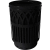 Covington Series 40 Gallon Steel Receptacle w/ Flat Top & Plastic Base - Black - COV40P-FT-BK