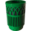 Covington Series 40 Gallon Steel Receptacle w/ Flat Top & Plastic Base - Green - COV40P-FT-GN