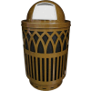 Covington Series 40 Gallon Steel Receptacle w/ Dome Top & Plastic Base - Brown - COV40P-DT-BN