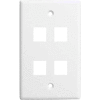 Vertical Cable, 304-J2642/4P/WH, Quad (4) Port Keystone Wall Plate (Flush) White