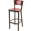 KFI - Metal Cafe Barstool with Wood Seat and Back Mahogany