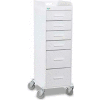 TrippNT 51033 Tall Locking 6 Drawer Medical Cart, White, 16"W x 19"D x 47"H