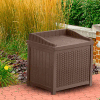 Suncast Resin Wicker Storage Seat Deck Box, 22 Gallon, Java