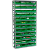 Global Industrial™ Steel Shelving with 48 4"H Plastic Shelf Bins Green, 36x12x72-13 Shelves