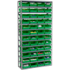 Global Industrial Steel Shelving with 48 4"H Plastic Shelf Bins Green, 36x12x72-13 Shelves