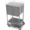 AERO Stainless Steel Anesthesia Utility Table with 3 Drawers & Guard Rail Top Shelf
