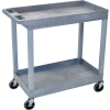 Luxor Plastic Utility Cart w/2 Shelves, 400 lb. Capacity, 35-1/4"L x 18"W x 34-1/4"H, Gray