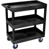 Luxor Plastic Utility Cart w/3 Tray Shelves, 500 lb. Capacity, 35-1/4"L x 18"W x 37-1/4"H, Black
