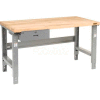 Global Industrial 60 x 36 Adj Height Workbench w/Drawer, Plastic Laminate Square Top - Gray