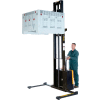 Fully Powered Stacker S-150-AA 2000 Lb 150"H Adj Forks Adj Straddle Legs