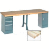 Global Industrial 96 x 30 Extra Long Production Workbench - Maple Block Square Edge - Gray