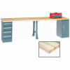 Global Industrial 96 x 30 Extra Long Production Workbench - Maple Block Square Edge - Gray