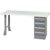 Global Industrial 96 x 30 Pedestal Workbench 4 Drawers & Open Leg, Laminate Square Edge Gray