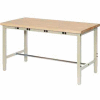 Global Industrial 60 x 30 Adjustable Height Workbench - Power Apron - Birch Square Edge - Tan