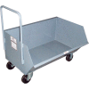 Low-Profile Steel Hopper Truck With Side Scoop, 1/4 Cu. Yd. Cap, 1000 Lbs. Cap, Gray