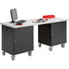 Global Industrial 72 x 30 Plastic Square Edge Mobile Pedestal Workbench Black
