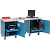 Global Industrial 72 x 30 Plastic Square Edge Mobile Pedestal Workbench Blue