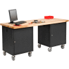 Global Industrial 72 x 30 Maple Square Edge Mobile Pedestal Workbench Black