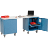 Global Industrial 72 x 24 Plastic Square Edge Mobile Pedestal Workbench Blue