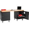 Global Industrial 72 x 24 Maple Square Edge Mobile Pedestal Workbench Black