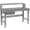 Global Industrial Workbench w/ Steel Square Edge Top & Riser, 60"W x 36"D, Gray