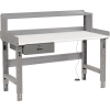 Global Industrial Workbench w/ ESD Safety Edge Top, Drawer & Riser, 60"W x 30"D, Gray