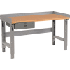 Global Industrial Workbench w/ Shop Top Square Edge & Drawer, 72"W x 36"D, Gray