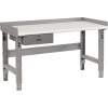 Global Industrial Workbench w/ Laminate Safety Edge Top & Drawer, 72"W x 30"D, Gray