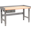 Global Industrial™ Workbench w/ Maple Square Edge Top & Drawer, 60"W x 36"D, Gray