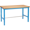 Global Industrial 60 x 36 Adjustable Height Workbench Square Tube Leg - Birch Square Edge Blue