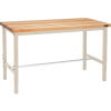 Global Industrial 60 x 30 Adjustable Height Workbench Square Tube Leg - Birch Square Edge Tan