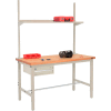 Global Industrial 96x30 Production Workbench Maple Square Edge - Drawer, Upright & Shelf TN
