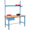 Global Industrial™ 60x30 Production Workbench Maple Safety Edge - Drawer, Upright & Shelf BL
