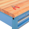Global Industrial 72"W x 30"D Packing Workbench - Maple Butcher Block Safety Edge - Blue